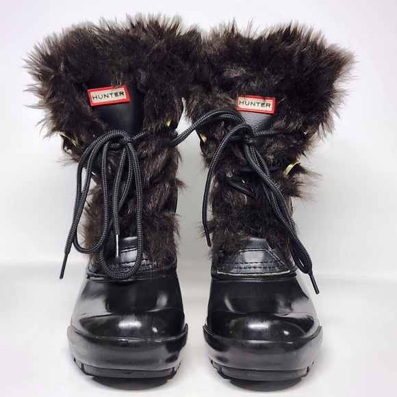 Hunter Cathie leather/rubber fur lined boots sz 6 - Picture 7 of 9